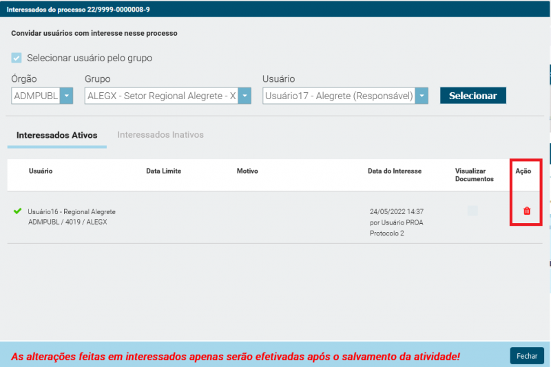Encerramento de Interesse